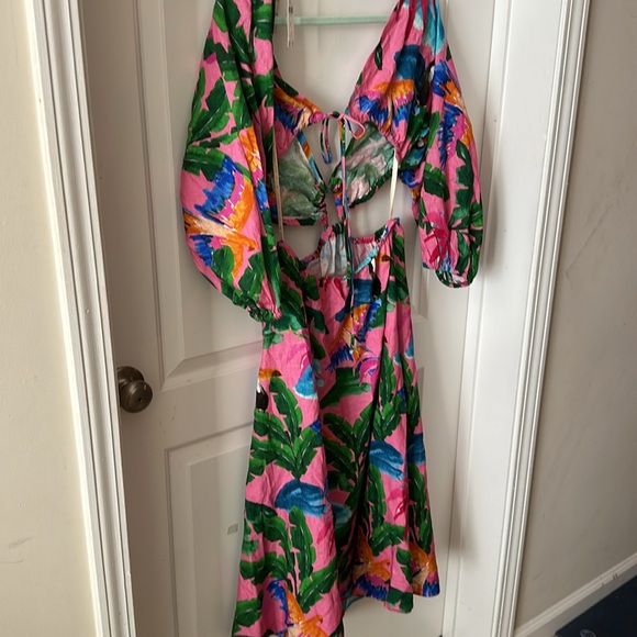 NWT ANTHROPOLOGIE FARM RIO PRINTED V-NECK CUTOUT DRESS - Picture 6 of 9